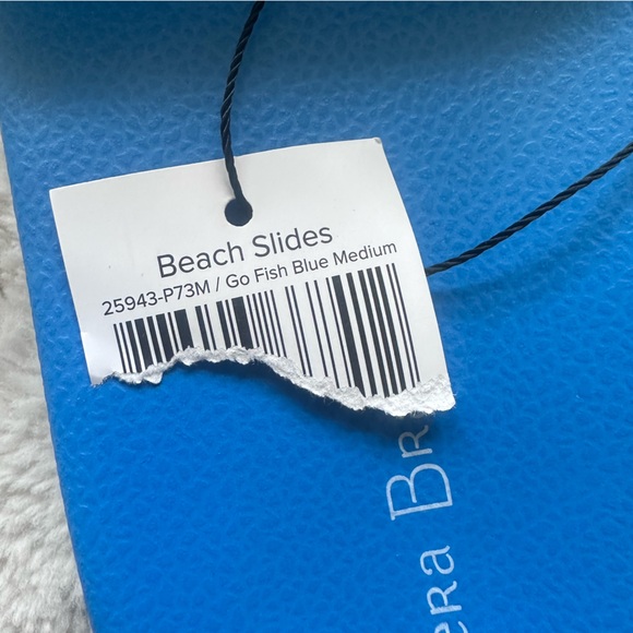 Vera Bradley | Blue Medium Go Fish Beach Slides Flip Flops | Size Medium - Picture 6 of 7